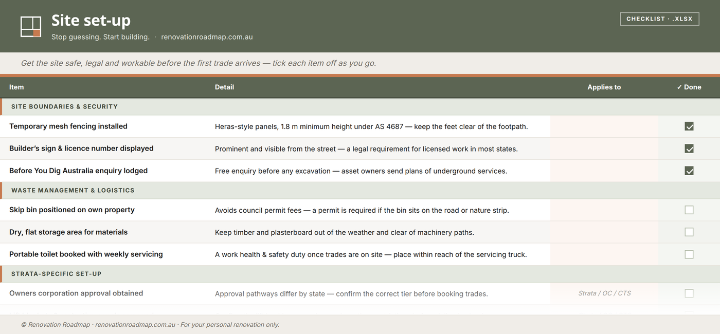 Site set-up preview